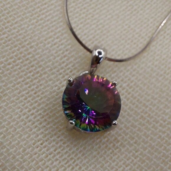 4.8 Carat Mystic Quartz Rainbow S925 Sterling Silver Pendant and Necklace - Picture 7 of 13